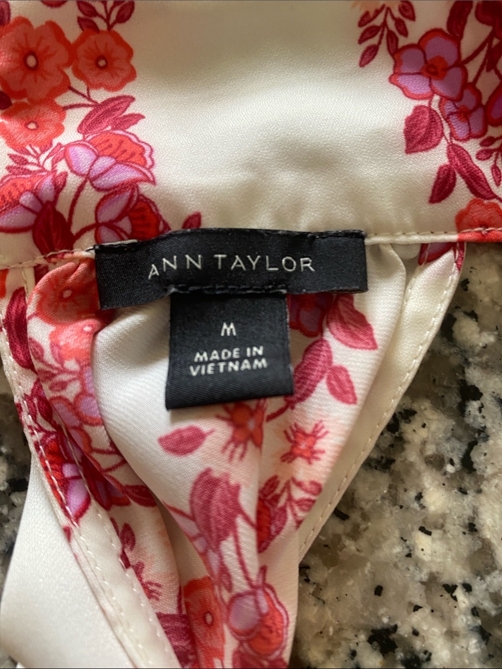Ann Taylor Floral Blouse in Pink, Coral & Cream